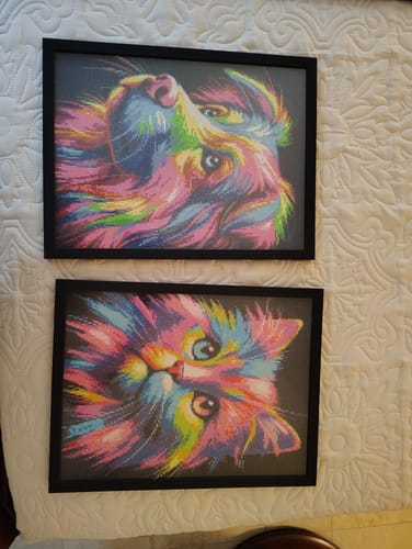 Susan W.’s finished Colorful Cat Portrait diamond painting