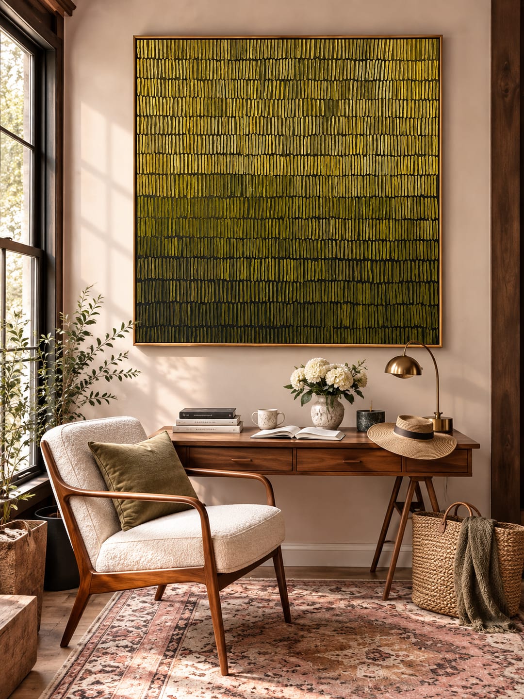 Customer photo review of "Moss Rhythm" – Olive Green Textured Pattern Painting