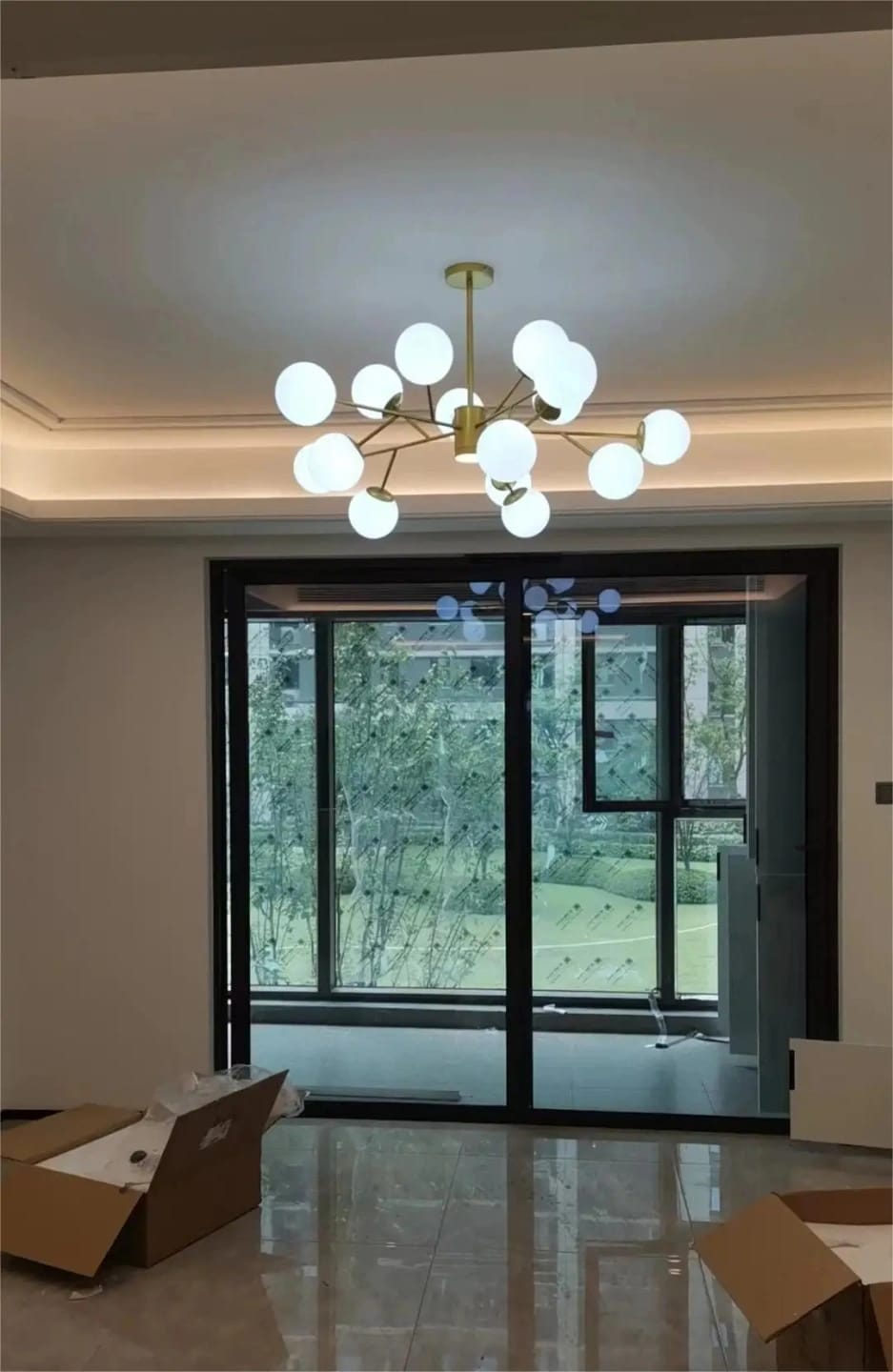 Customer photo review of Glass Chandelier for Bedroom, Branching Arms, 110 cm