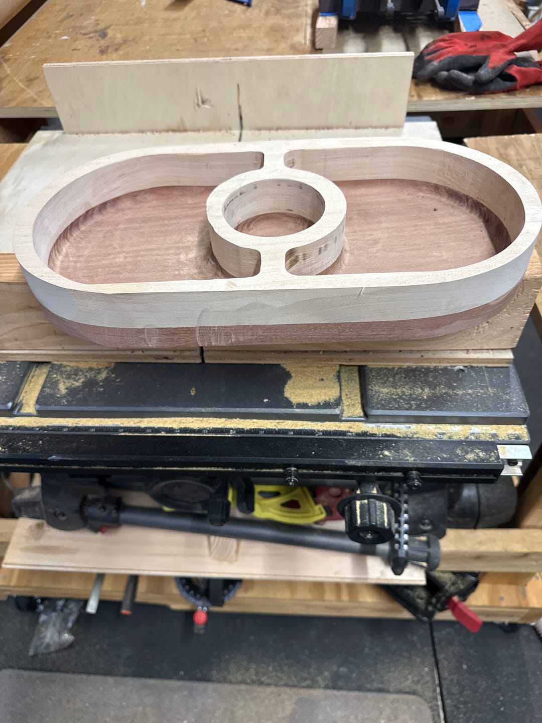 Customer photo review of 15.5x7.75" Three Pocket Tray 03 Acrylic Router Template