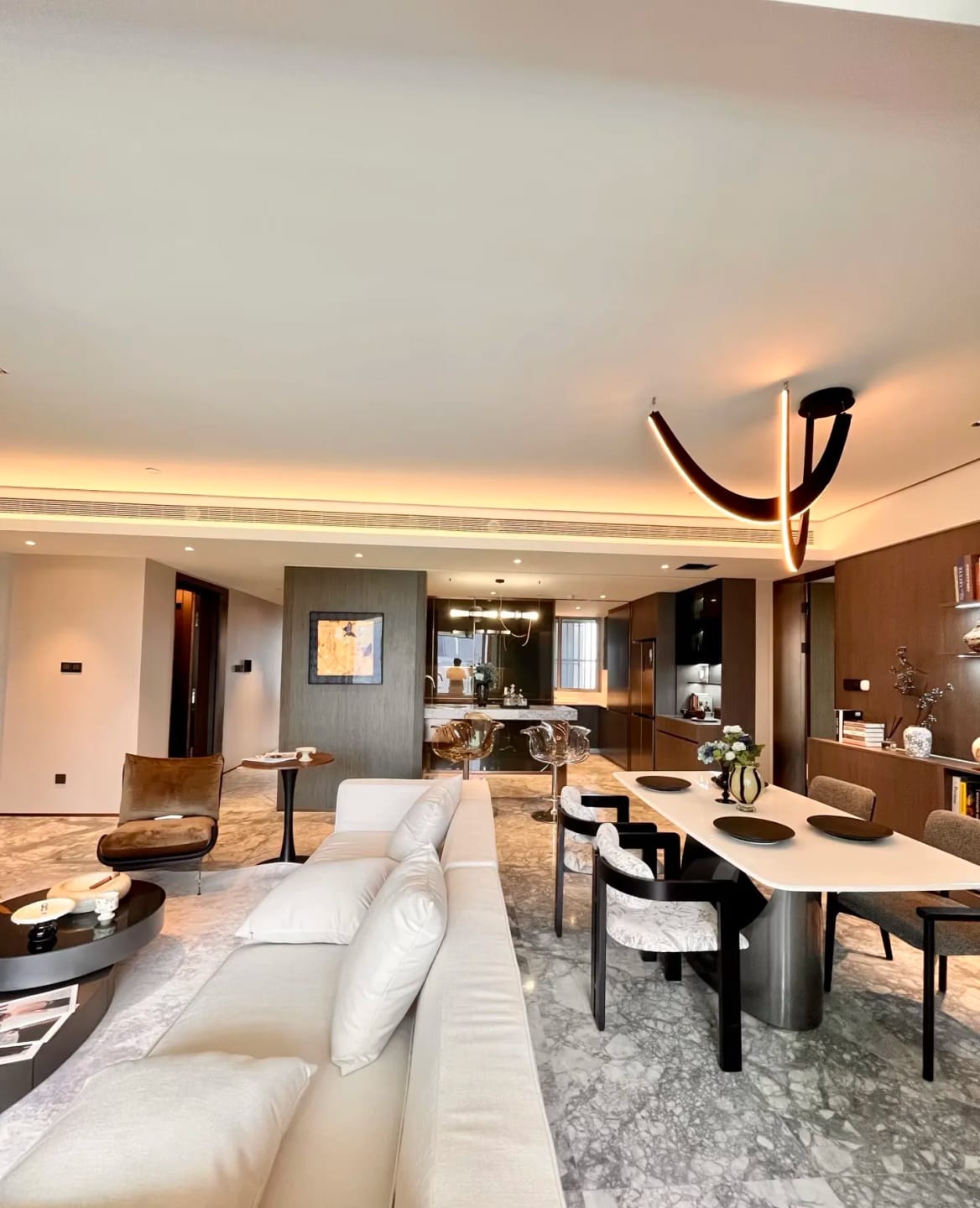 Customer photo review of Orvenza Curved Wood LED Chandelier