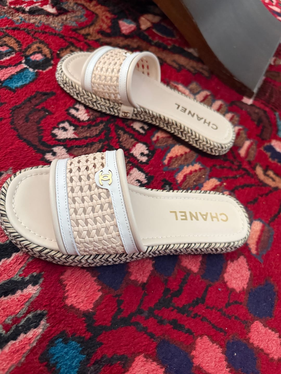 Customer photo review of CC 26s Platform Slippers Light Beige Cowhide 649459