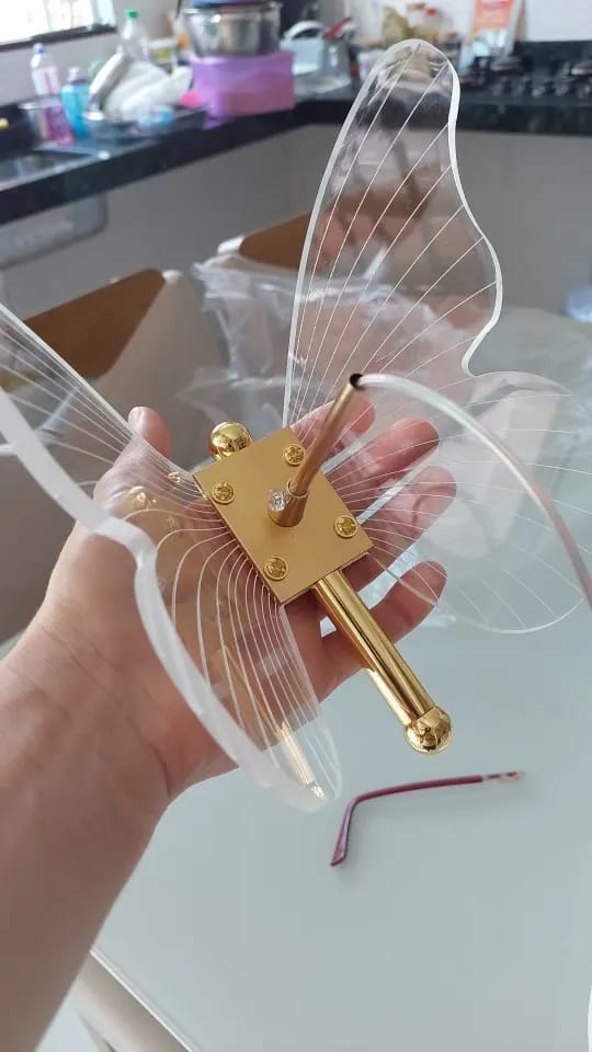 Customer photo review of Gold Pendant Light for Living Room, Butterfly Accents, 2 Heads