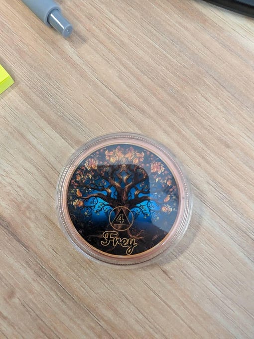 Customer photo review of Personalized Sobriety Coin - Tree of Life