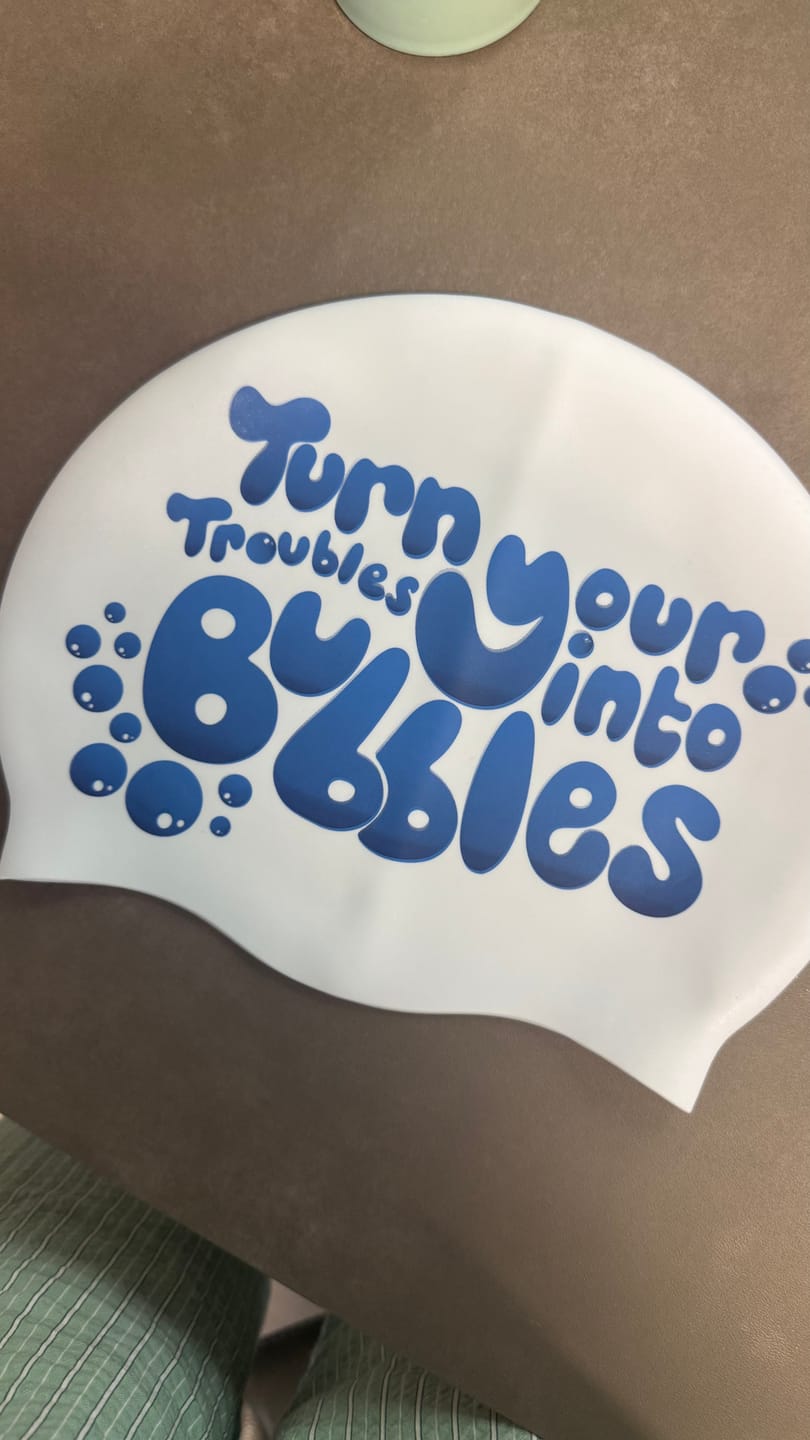 Customer photo review of JAYD Swim Cap - Bubble Trouble