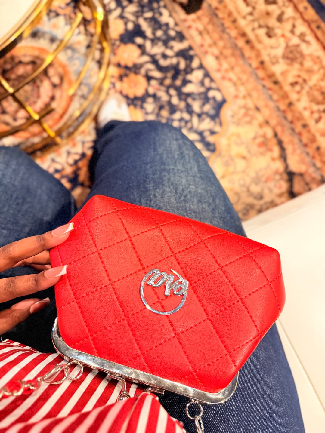 Customer photo review of ERA Mini Kisslock Chain Bag – Red