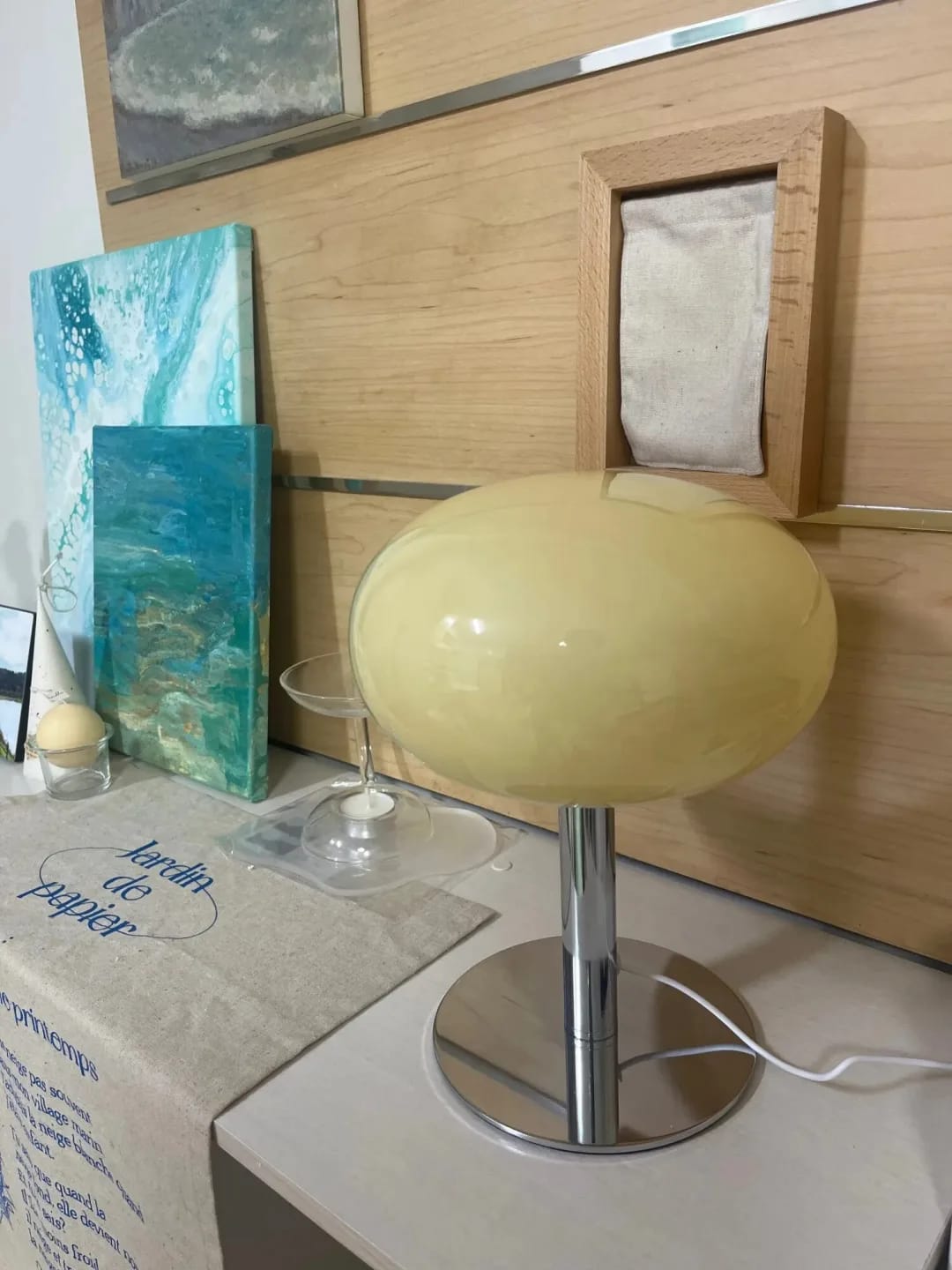 Customer photo review of Pink Glass Table Lamp for Bedside, Iron Base, 22 × 29 cm