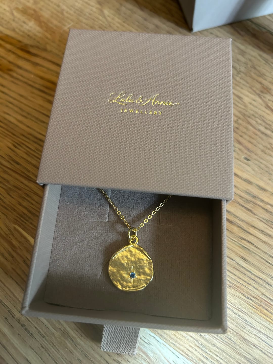 Customer photo review of 18ct Gold Vermeil Celestial Hammered Coin Necklace