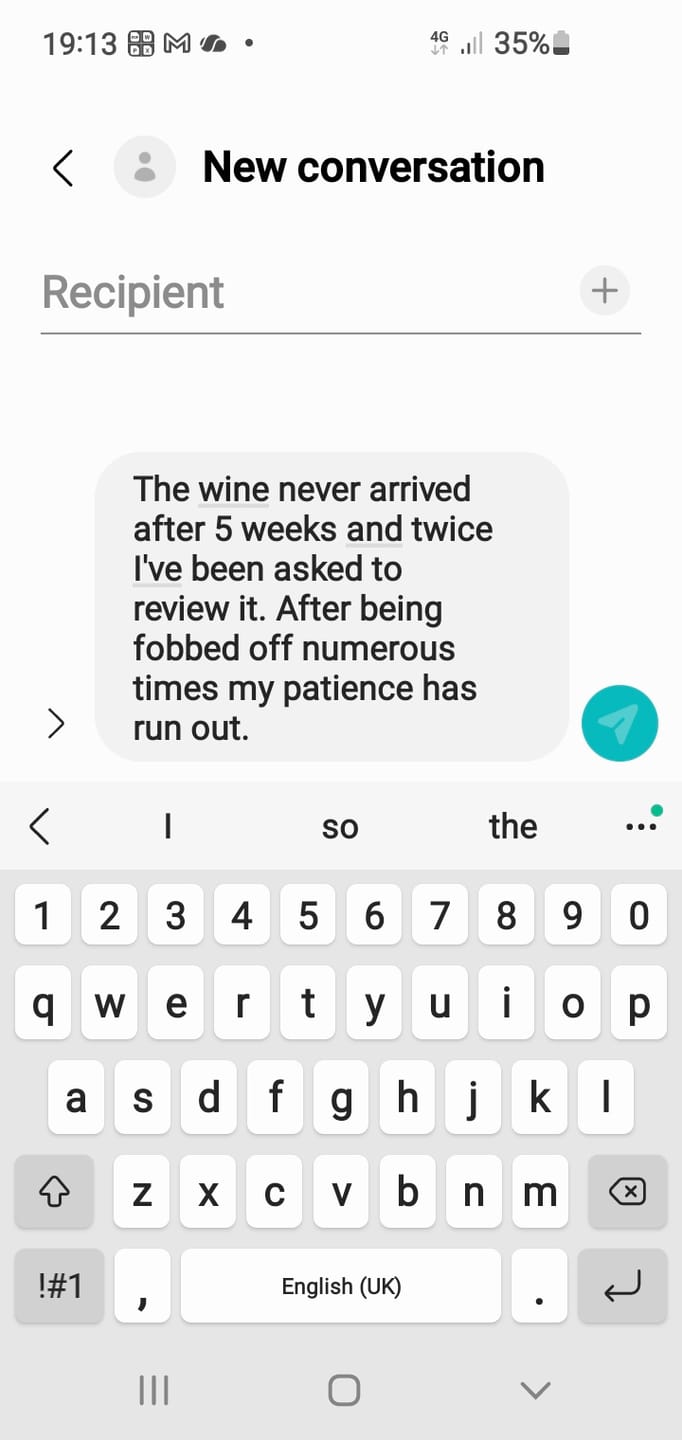 Customer photo review of Bestsellers Red Reserve 2022 12 bottles case