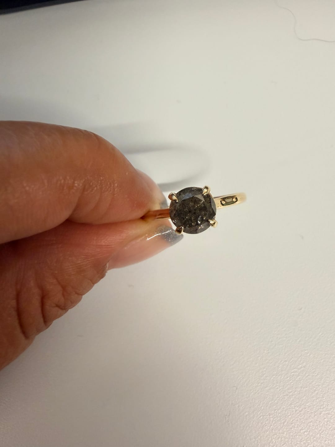 Customer photo review of Custom Payments: Brilliant Cut Salt and Pepper Diamond Ring + XL Pave Set