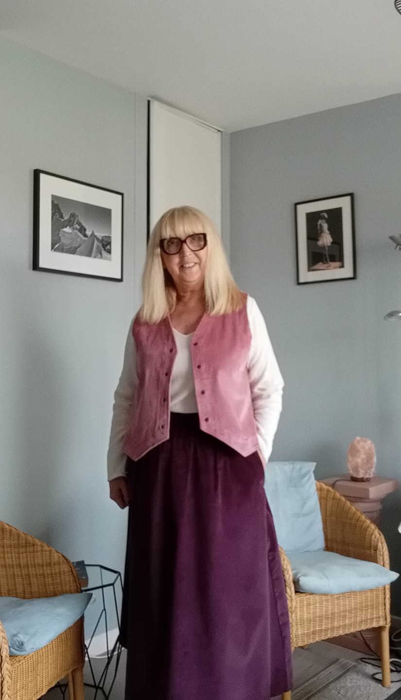 Customer photo review of Veston Jean - Velours côtelé rose boisé