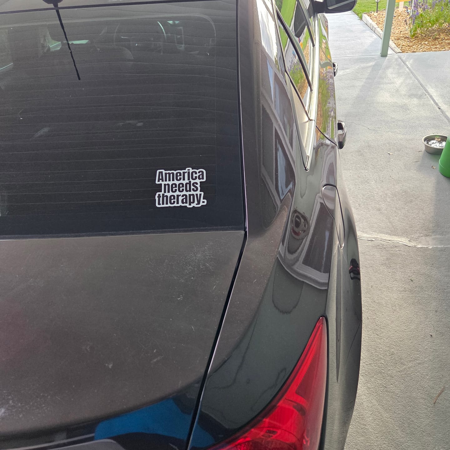 Customer photo review of America Needs Therapy Black/White Die Cut STICKER