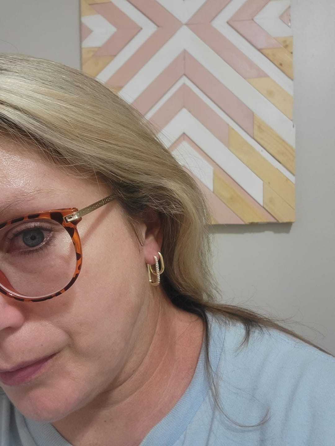 Customer photo review of Geometric Gold-Tone U-Shape Hoop Earrings