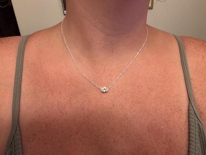 Customer photo review of Gold Plated Solitaire Accent Choker Necklace