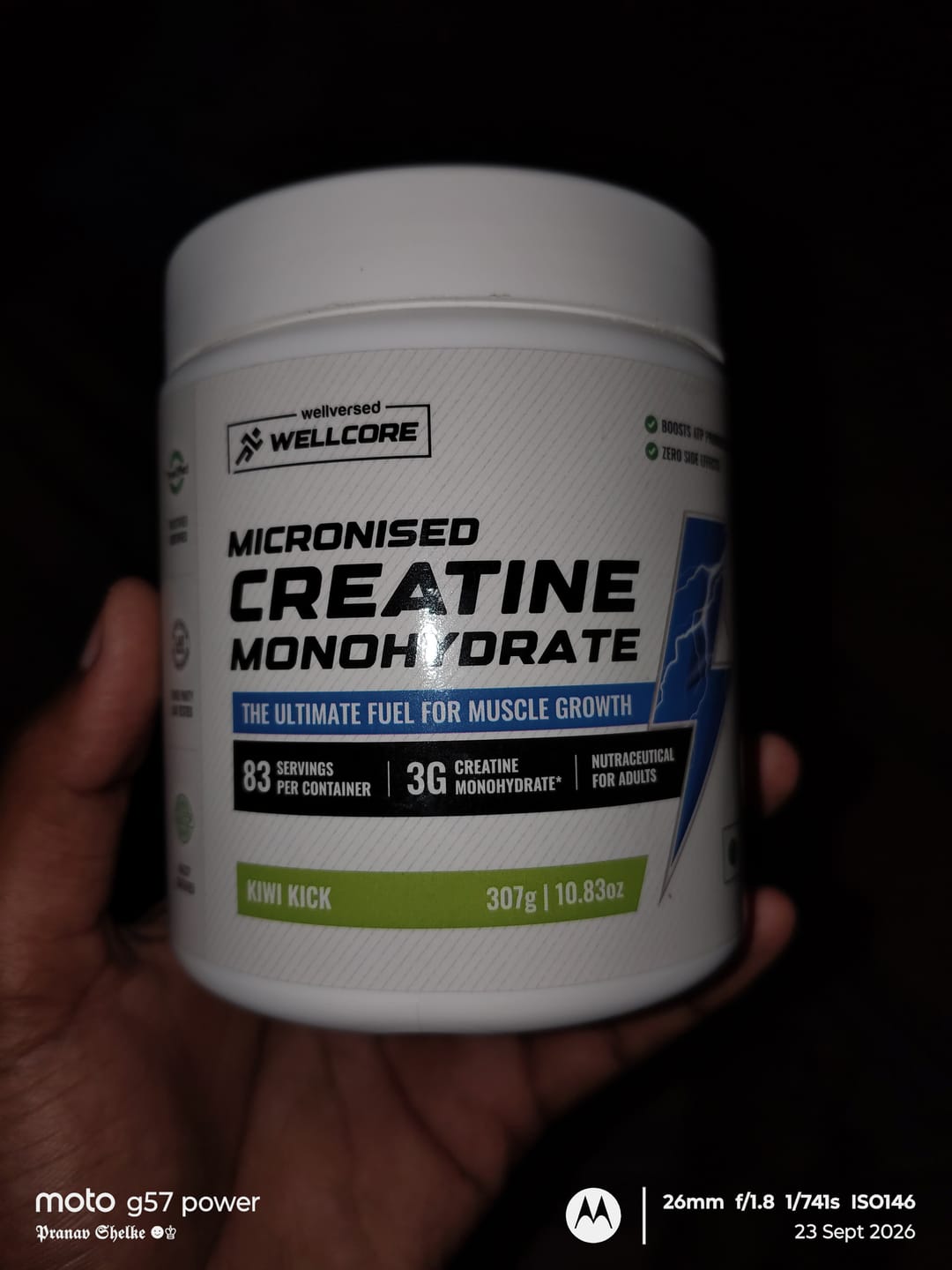 Customer photo review of Wellcore - Micronised Creatine Monohydrate (83 Servings, Tropical Tango) + Premium Steel Shaker