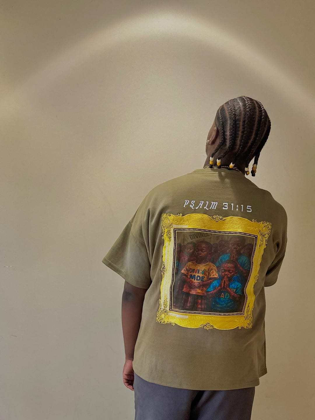 Customer photo review of Branded By God “Olive Green Tee”