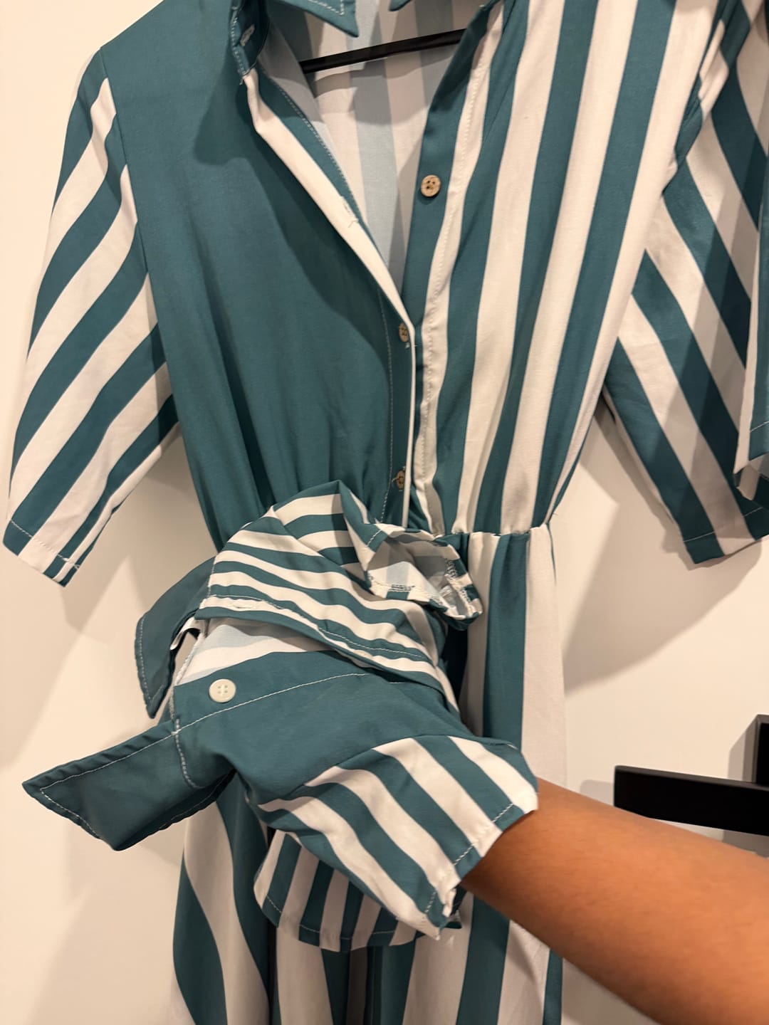 Customer photo review of Teal Striped Dress & Pet Shirt