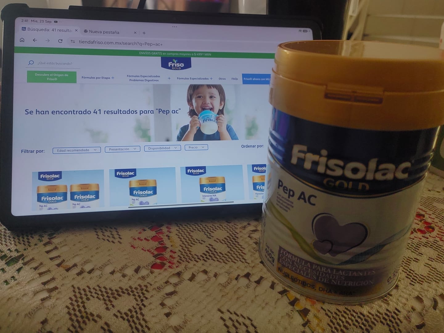 Customer photo review of Frisolac Gold Pep A C (0 A 12 Meses) Pack Con 800 Gr