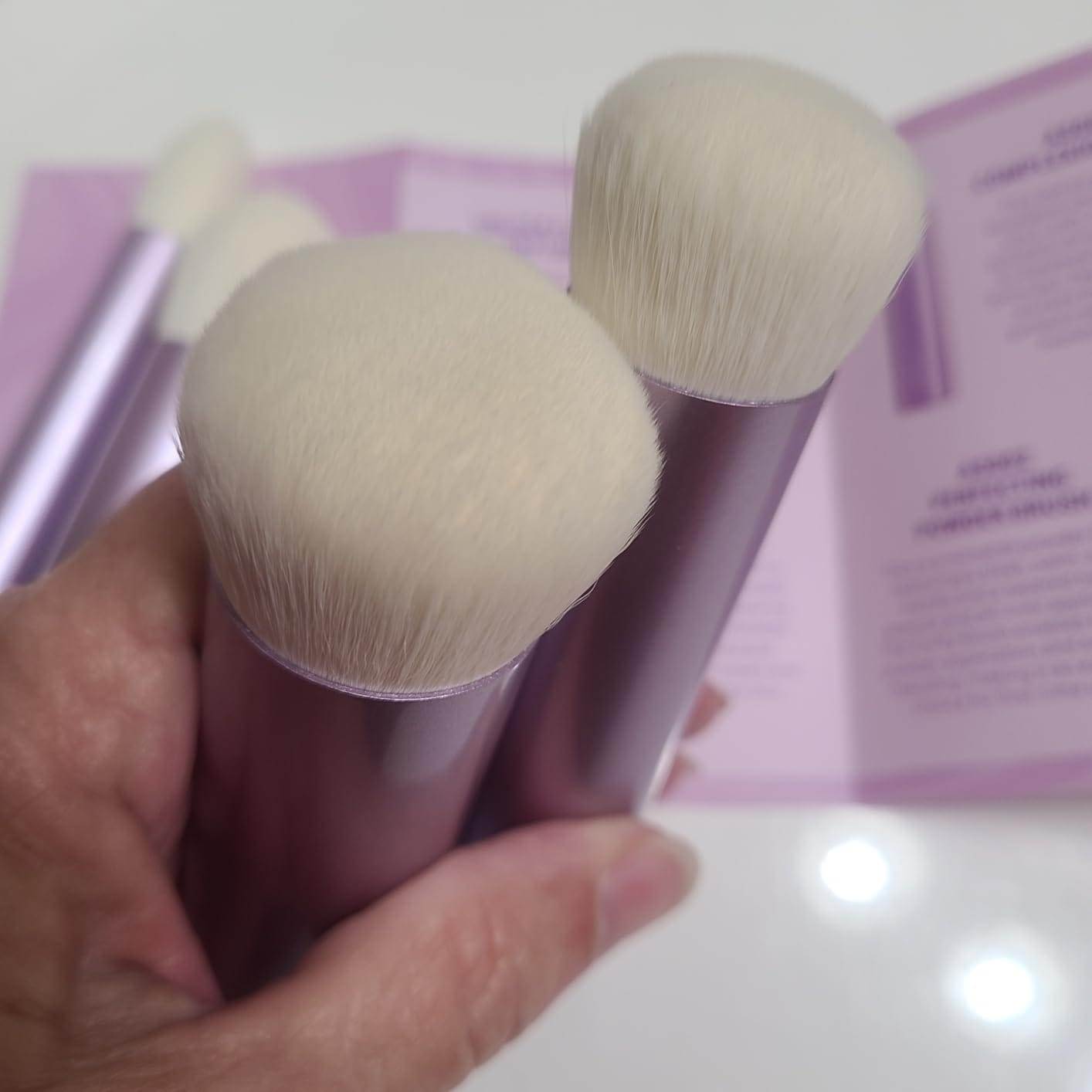 Customer photo review of Luxury Purple Kabuki Face Brush Set 4Pcs T517
