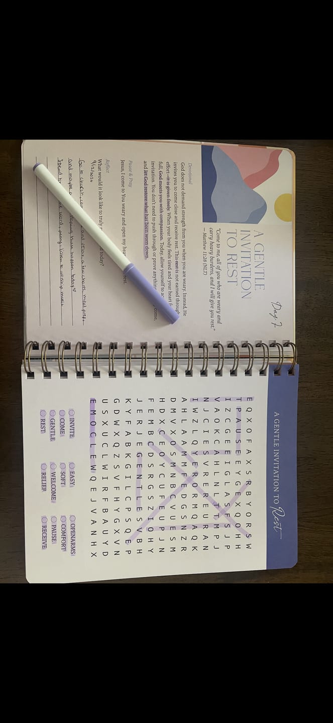 Customer photo review of Be Still: Word Search Devotional for Peace & Rest in God