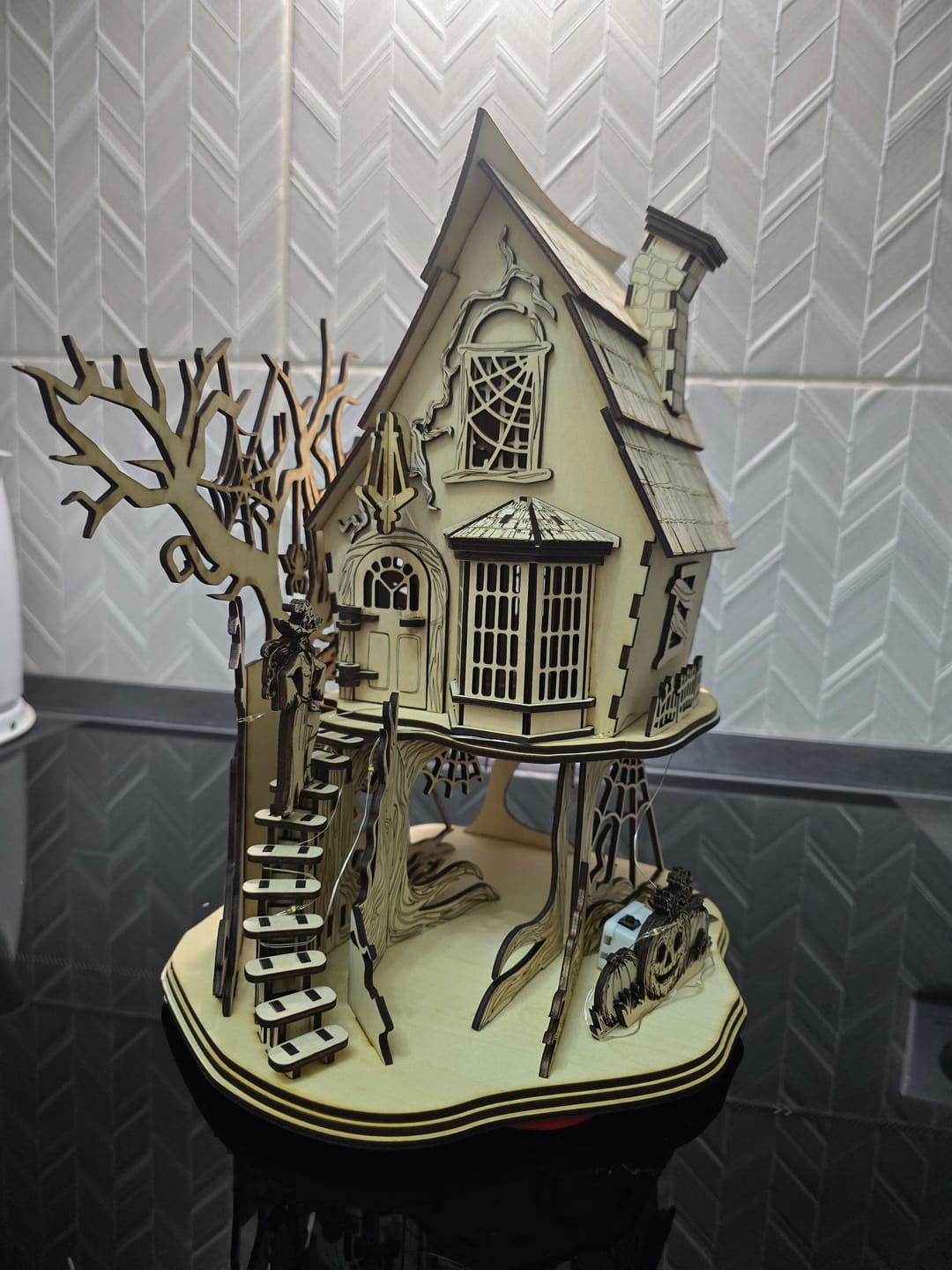 Customer photo review of Halloween Pumpkin House Haunted Mansion SVG Laser Cut