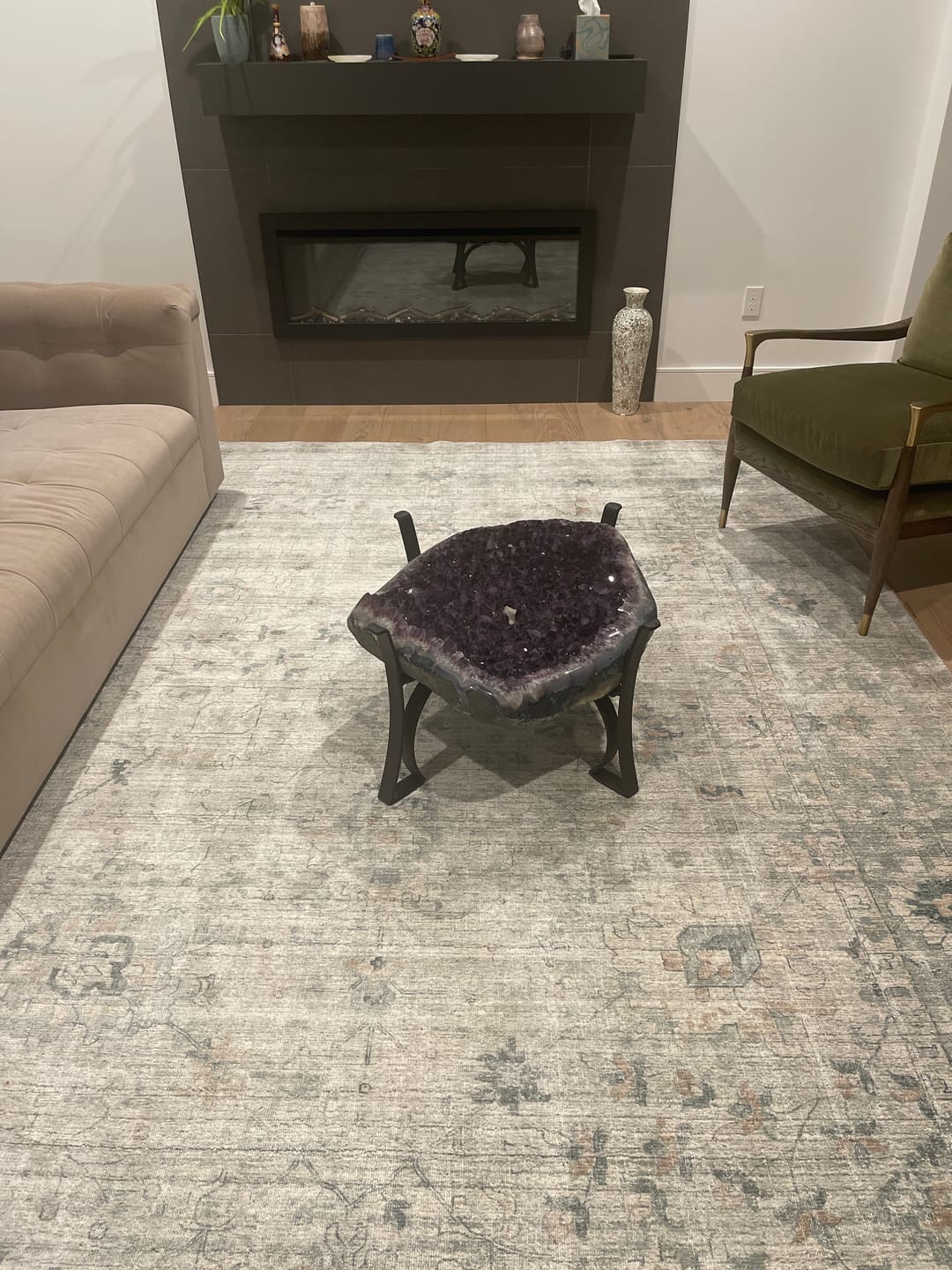 Customer photo review of Super Quality Brazilian Amethyst Coffee Table, 152.1 lbs & 16” Tall #1385-0080