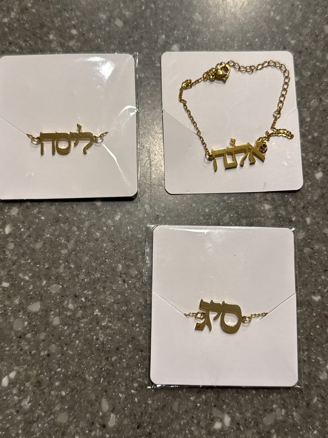Customer photo review of Hebrew Name Bracelet
