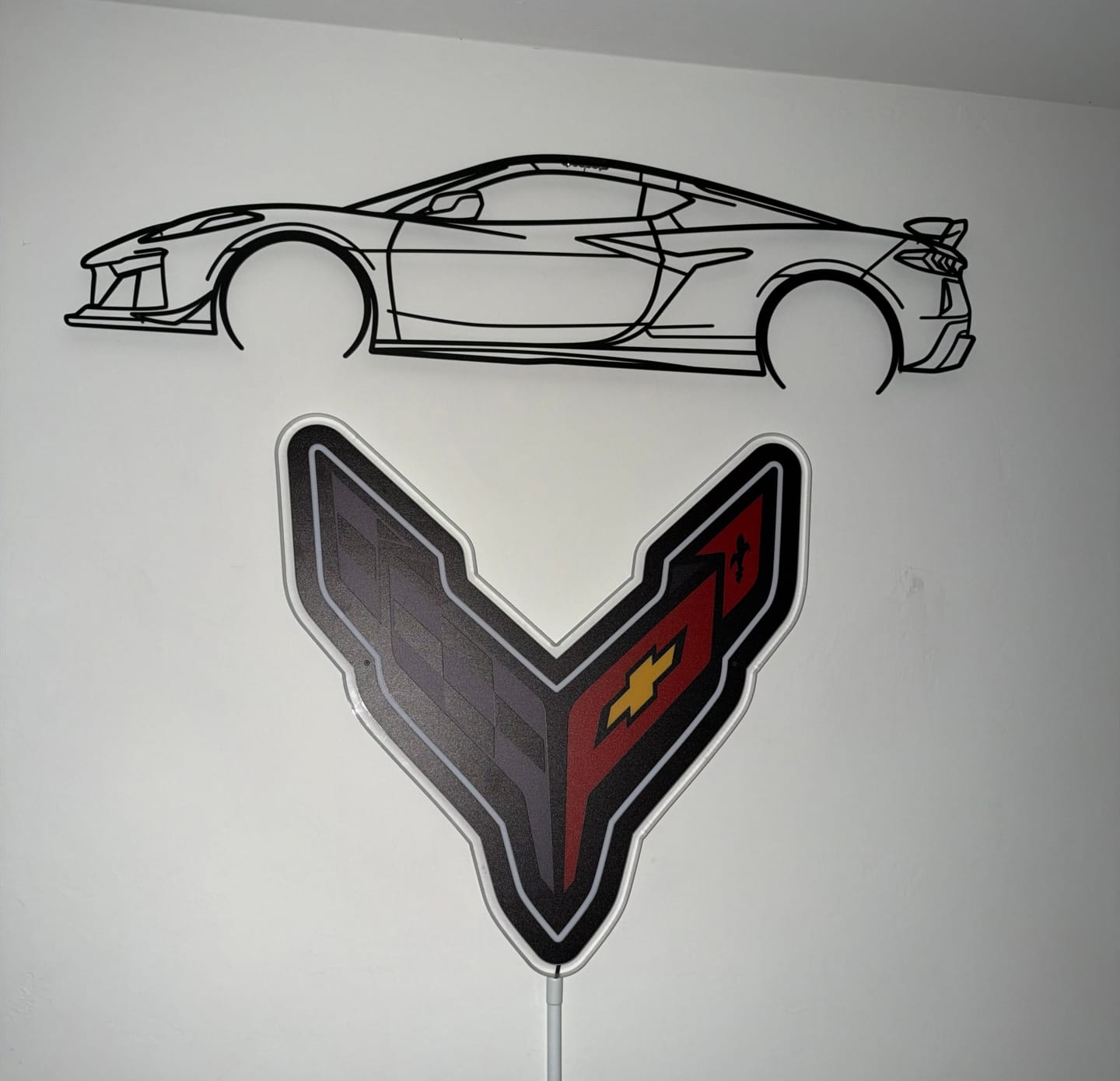 Customer photo review of C8 Z06 Detailed Silhouette Metal Wall Art