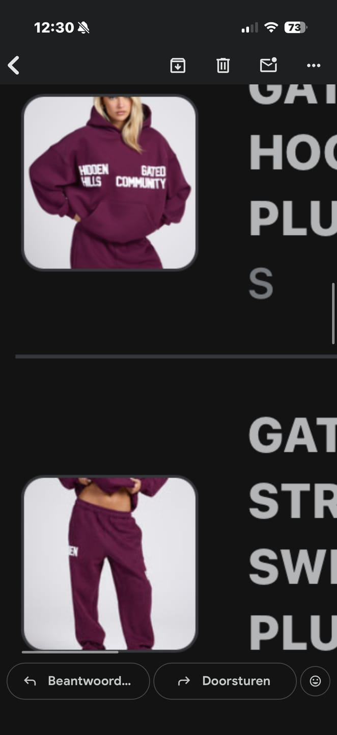 Customer photo review of GATED COMMUNITY STRAIGHT LEG SWEATPANTS DARK PLUM