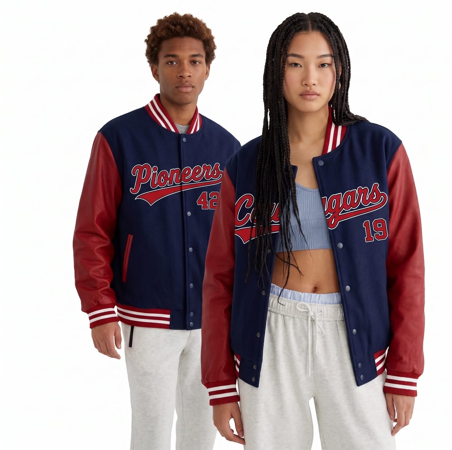 Customer photo review of Custom Navy Red-Navy Letterman Jacket with Contrast Sleeves Varsity Full-Snap