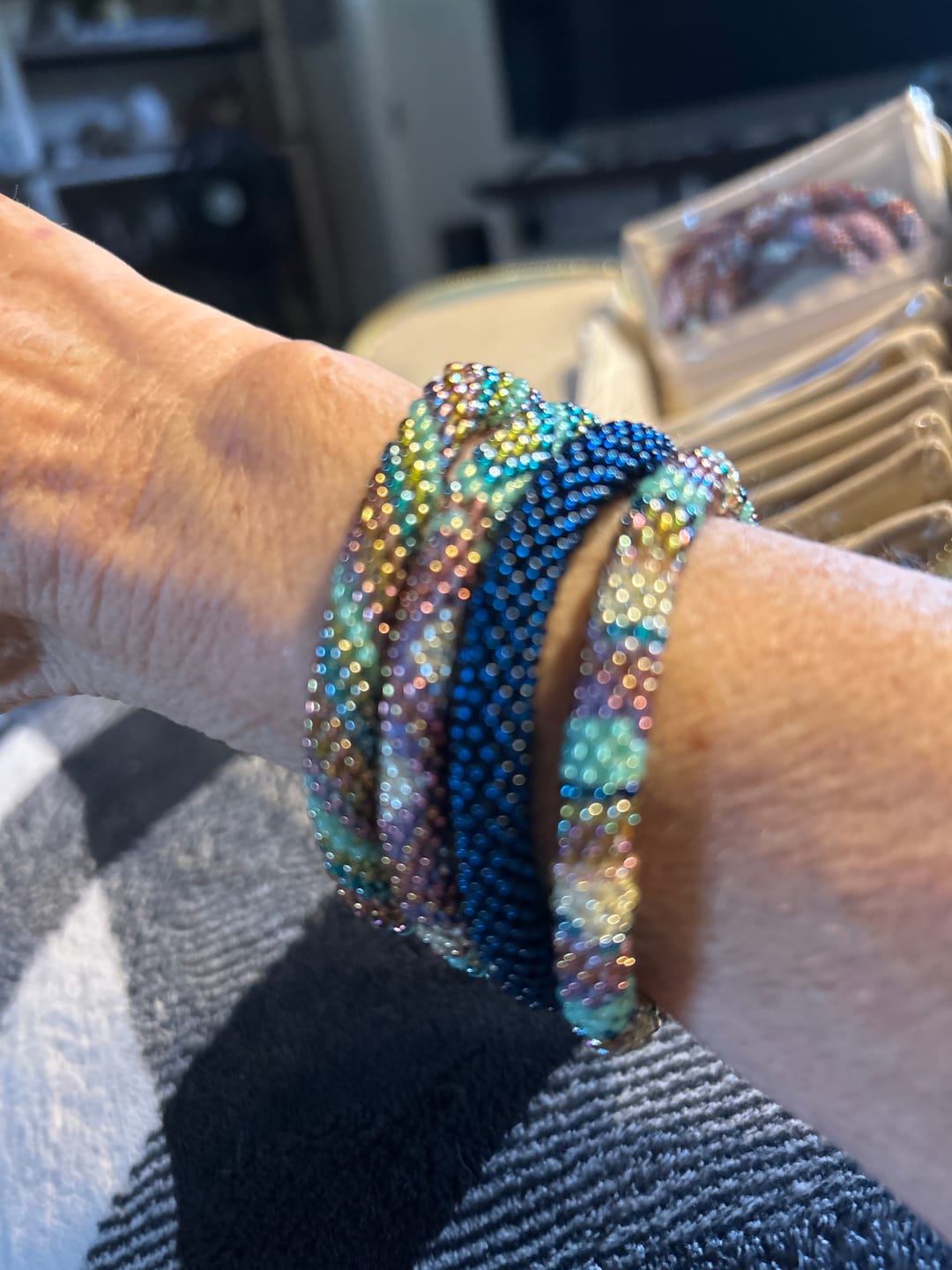 Customer photo review of Shimmering Navy Solid