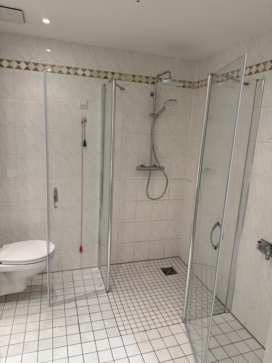 Customer photo review of Eckeinstieg-Dusche mit Pendeltür – für bodengleiche Montage