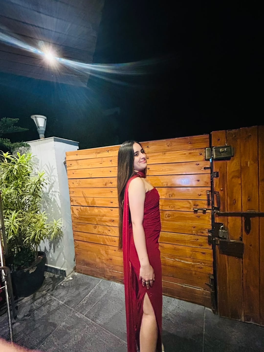 Customer photo review of Marisa Shimmer Maxi Dress With Scarf