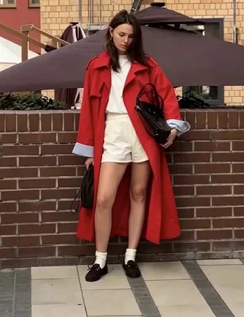 Customer photo review of Oversize Kruvaze Yaka Kemerli Uzun Trençkot