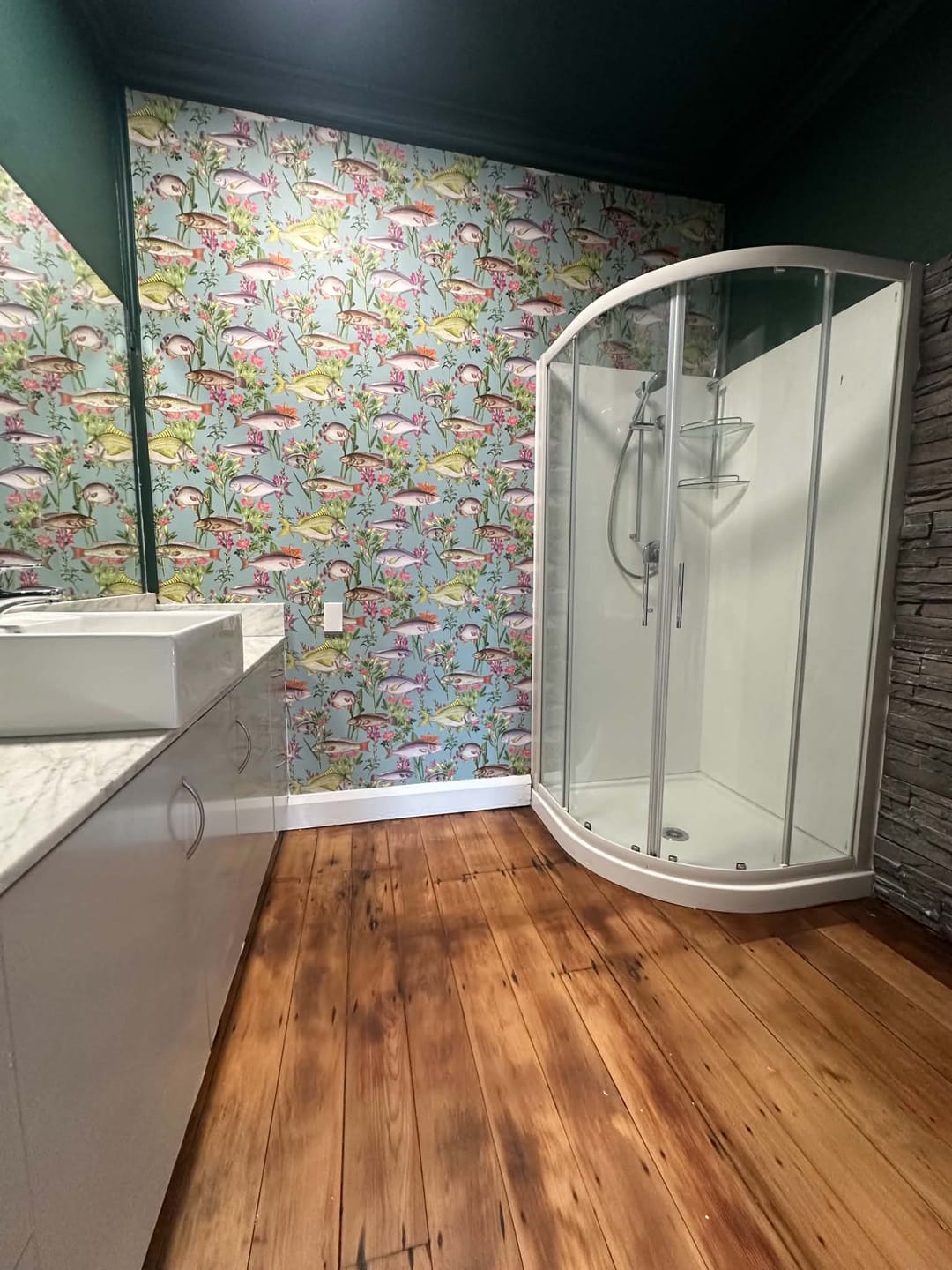 Customer photo review of Lagoon Fish Wallpaper – Teal