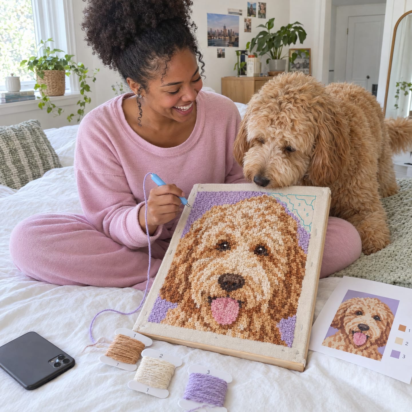 Customer photo review of Custom Dog Portrait Punch Needle Kit - Turn Your Pet's Photo Into Handmade Art