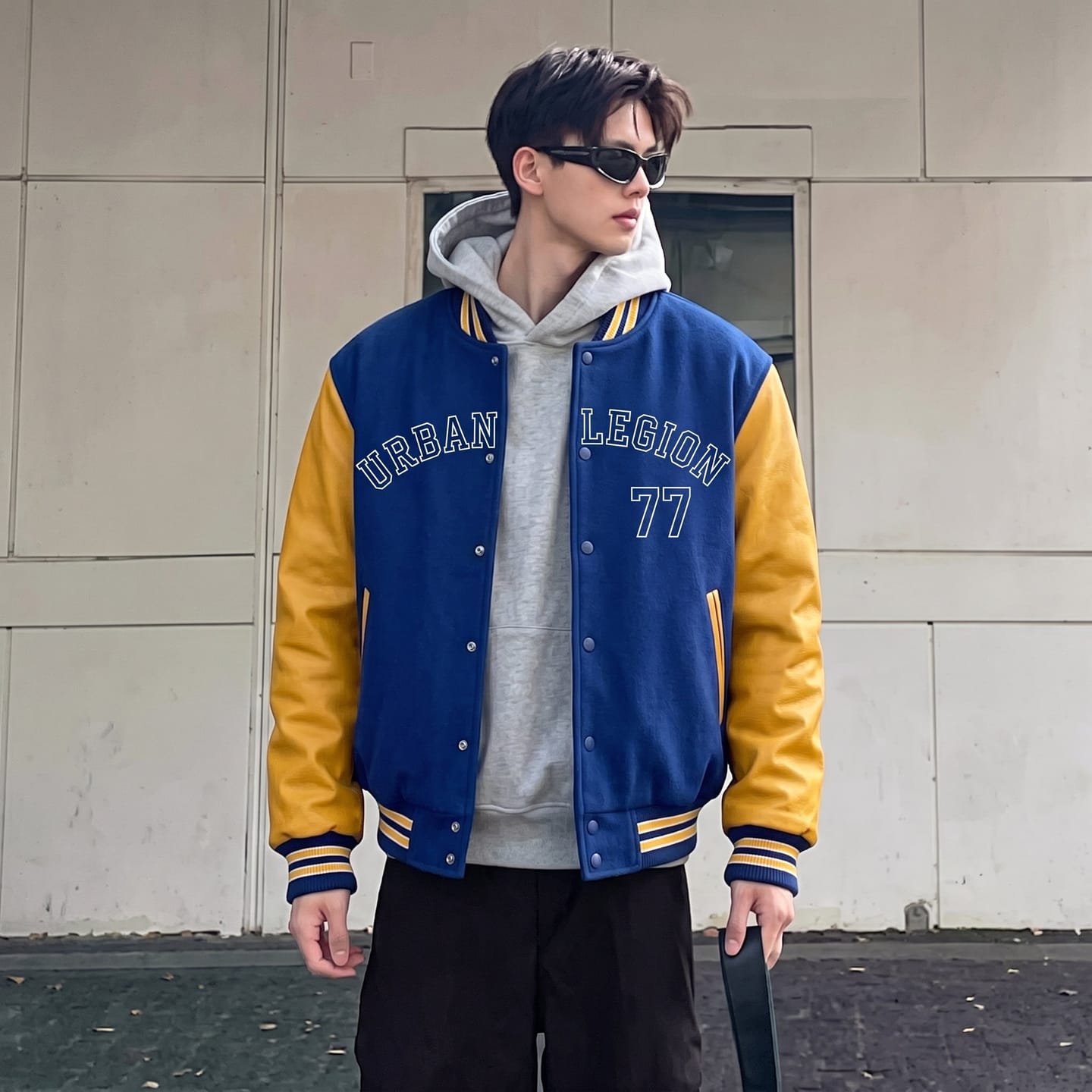 Customer photo review of Custom Royal Gold White Varsity Jacket Full-Snap Breathable Comfort Design