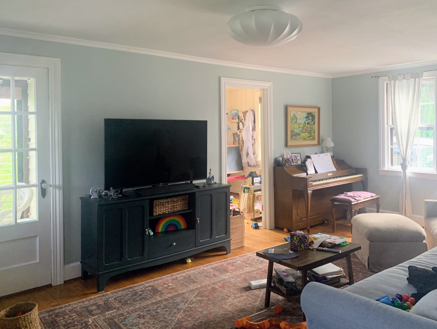 Customer photo review of Mid-Century Modern White Flush Mount Light