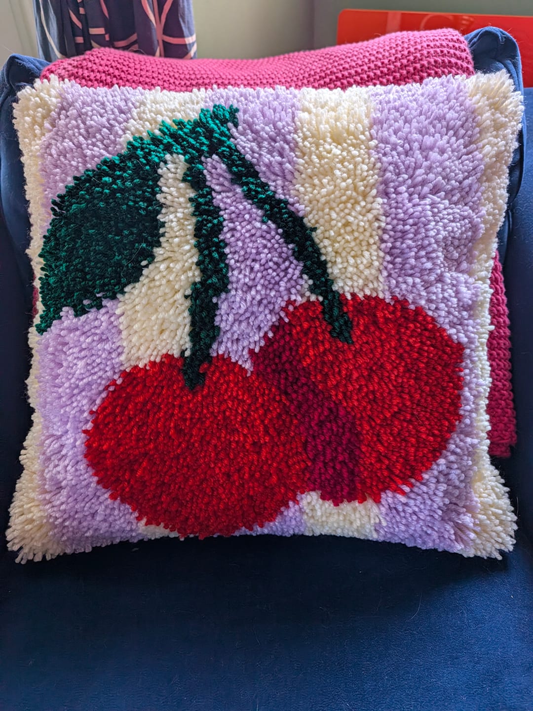 Customer photo review of CHERRY RIPE STRIPES - Latch Hook Cushion Kit