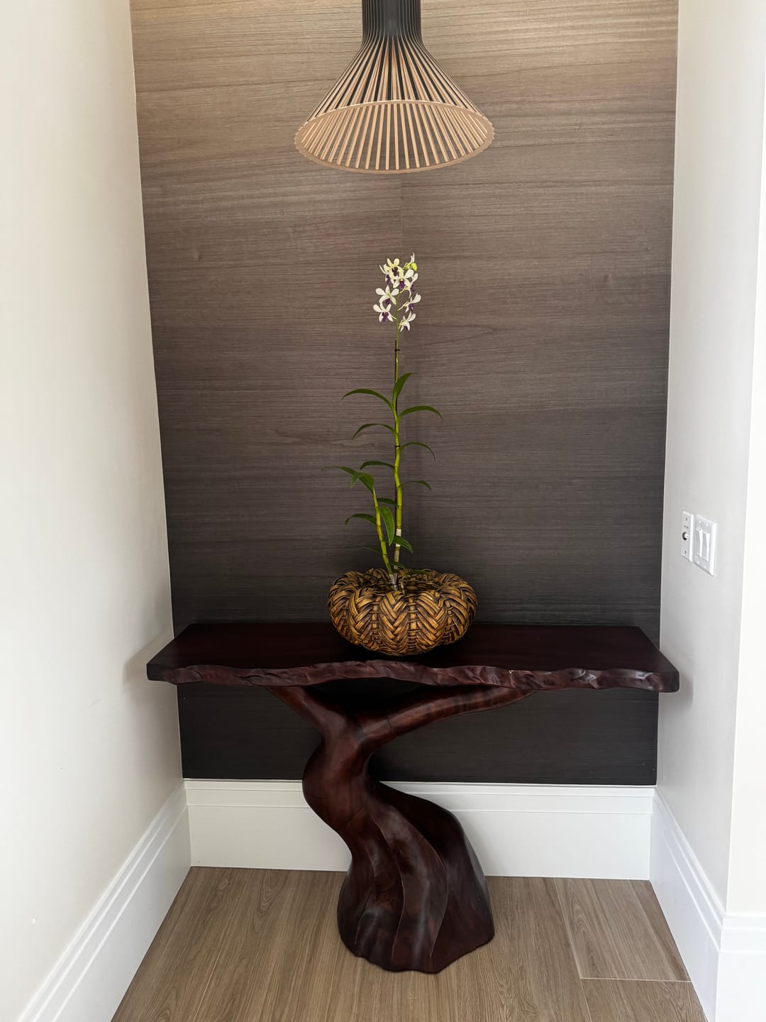 Customer photo review of Live Edge Console Table With Twisted Base for Organic Interiors