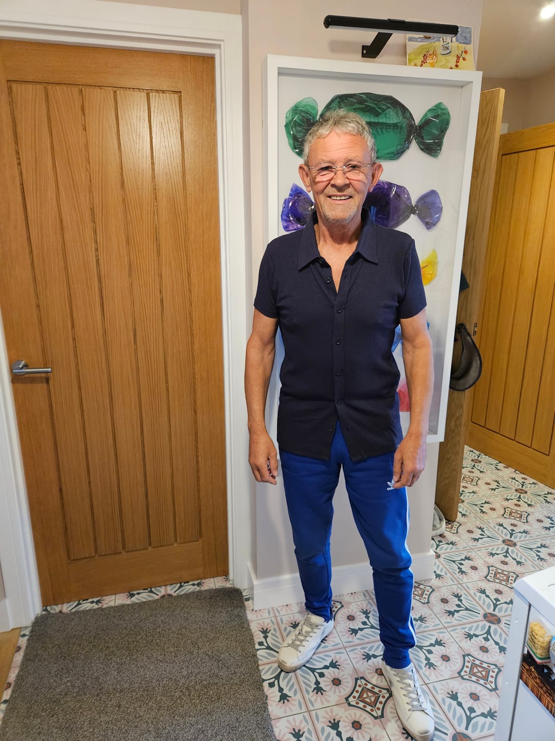 Customer photo review of Stretch Knit Short Sleeve Shirt - Navy