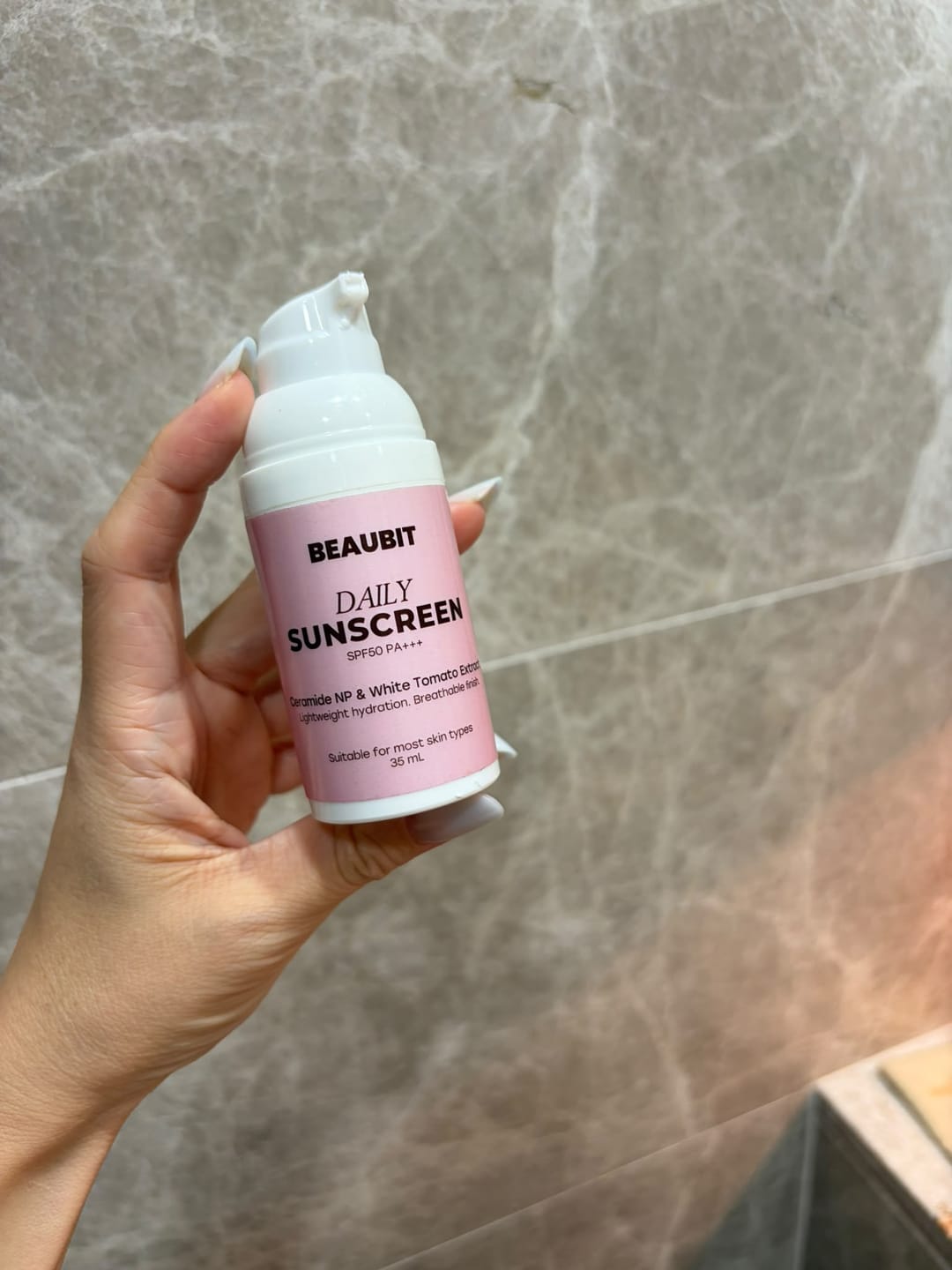Customer photo review of BEAUBIT Daily Sunscreen SPF50 PA+++