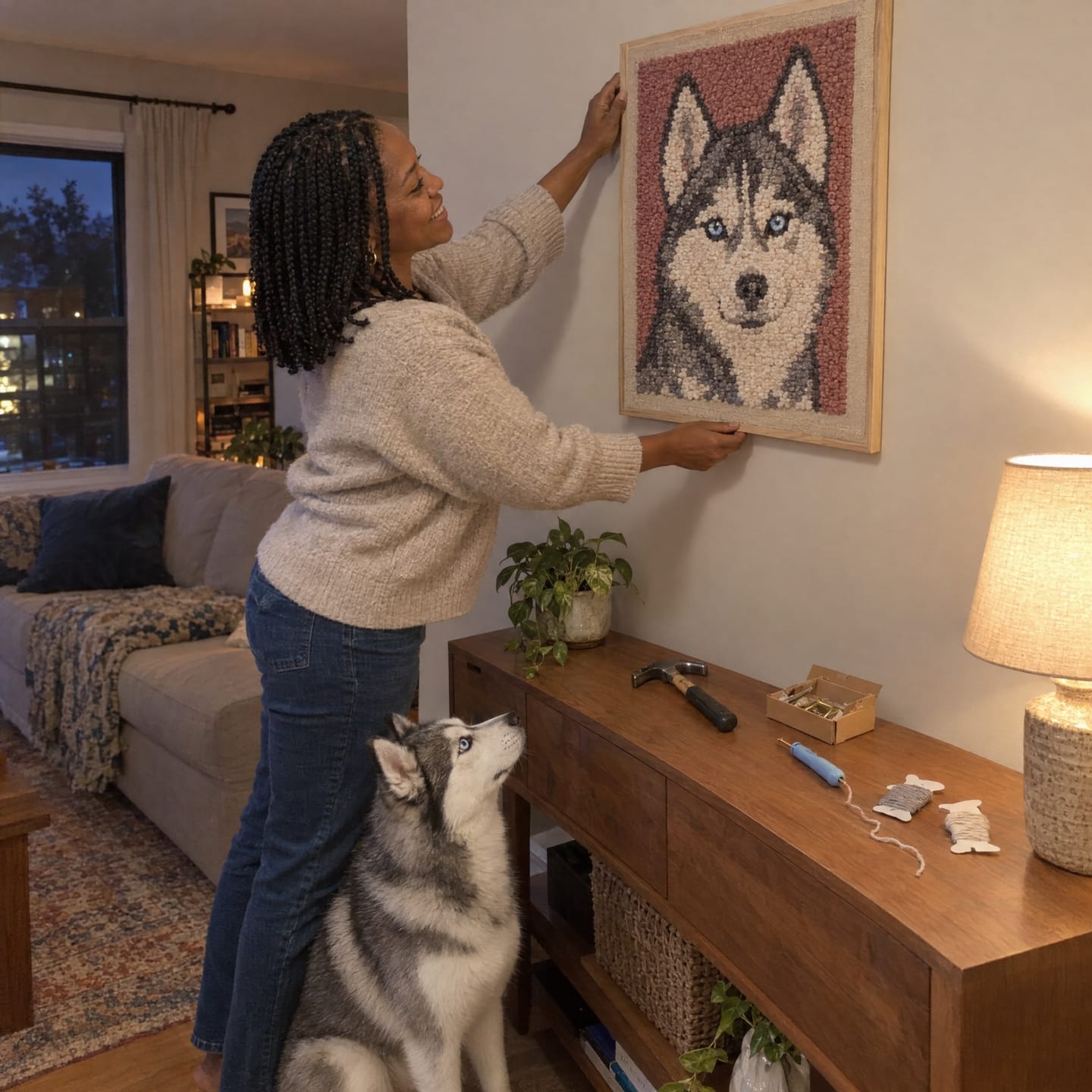 Customer photo review of Custom Dog Portrait Punch Needle Kit - Turn Your Pet's Photo Into Handmade Art