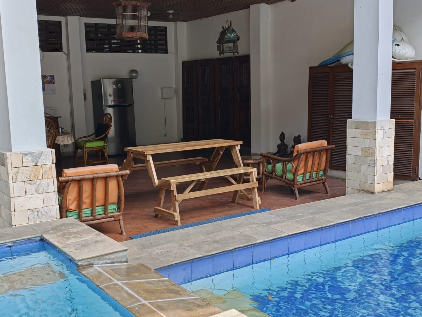 Customer photo review of 2-in-1 Reclaimed Teak Outdoor Bench & Table Set