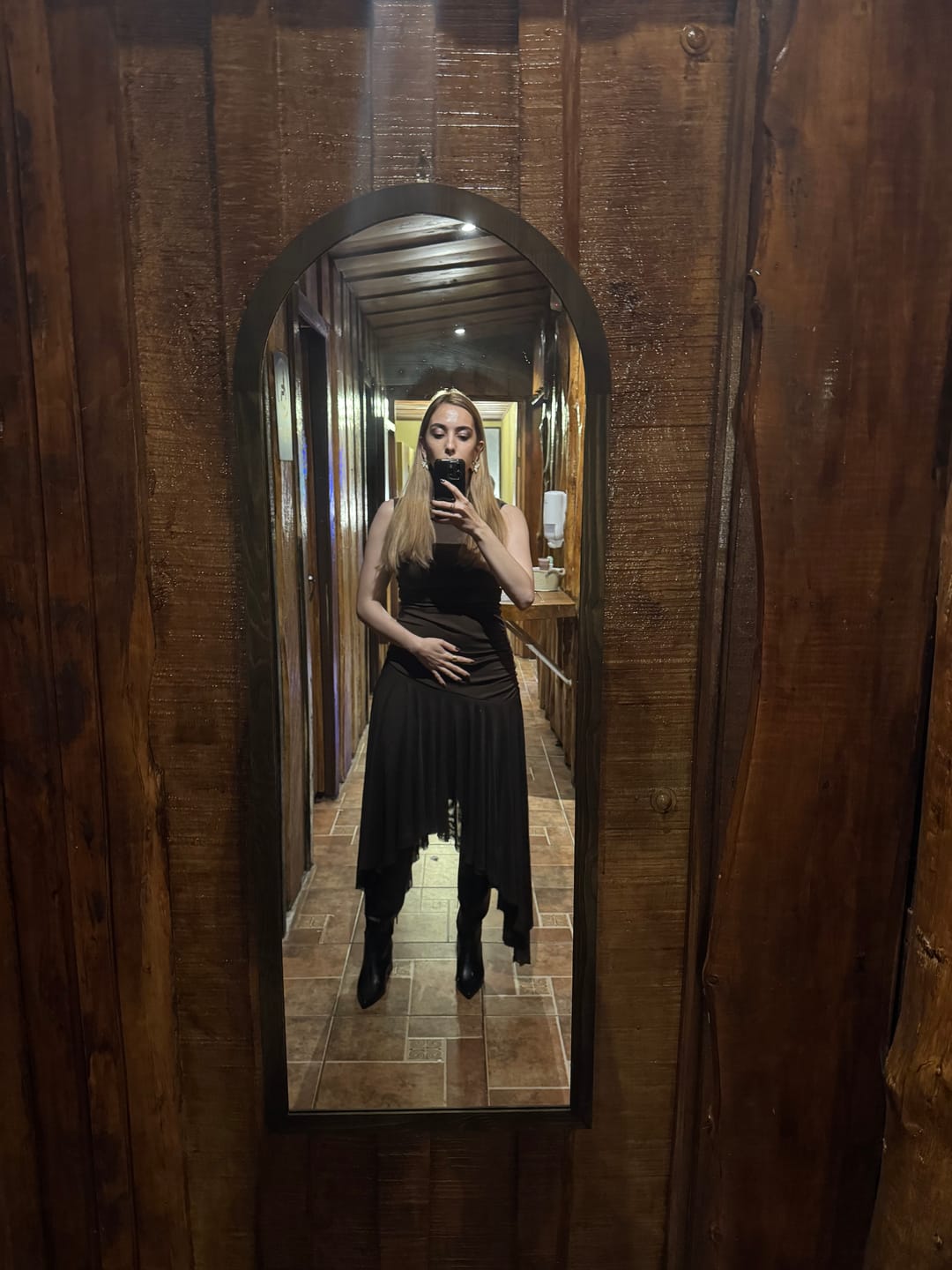 Customer photo review of Mixed Knit Asymmetrical Dress