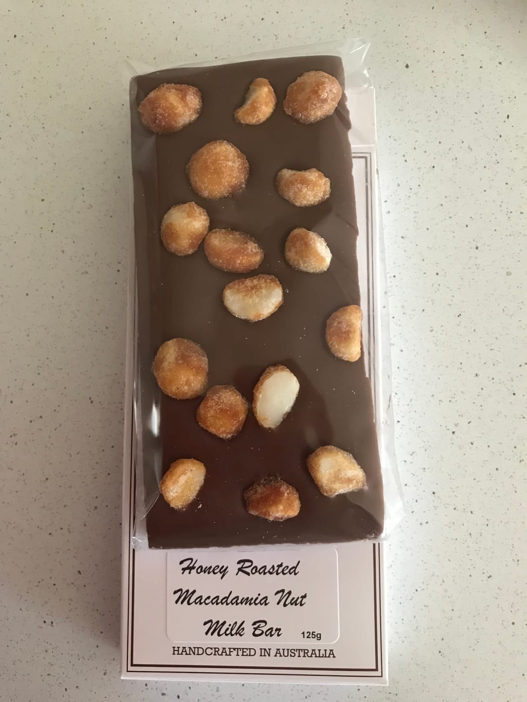Customer photo review of Honey Roasted Macadamias and Milk Chocolate Block 125g