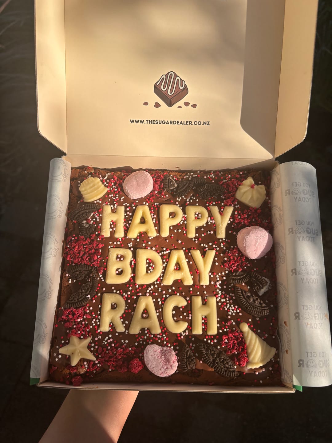 Customer photo review of Custom message birthday brownie