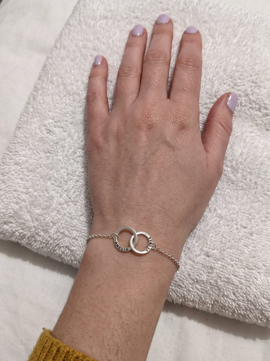 Customer photo review of Custom Ring Name Bracelet