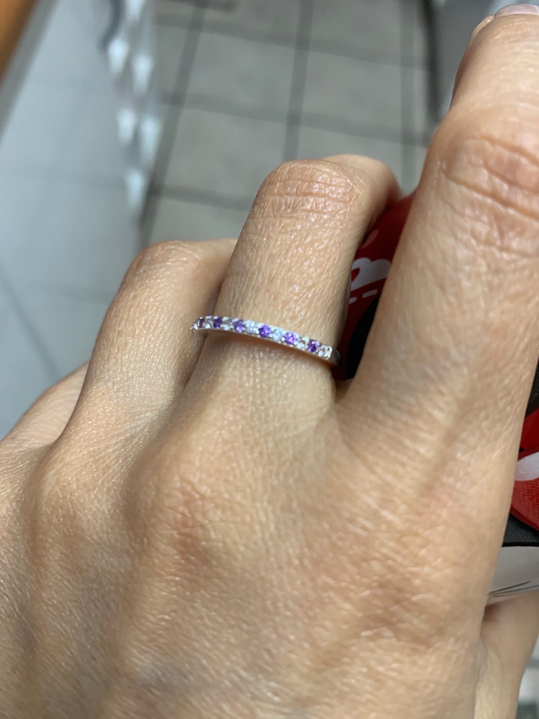 Customer photo review of Anillo Cintillo Circones Amatista