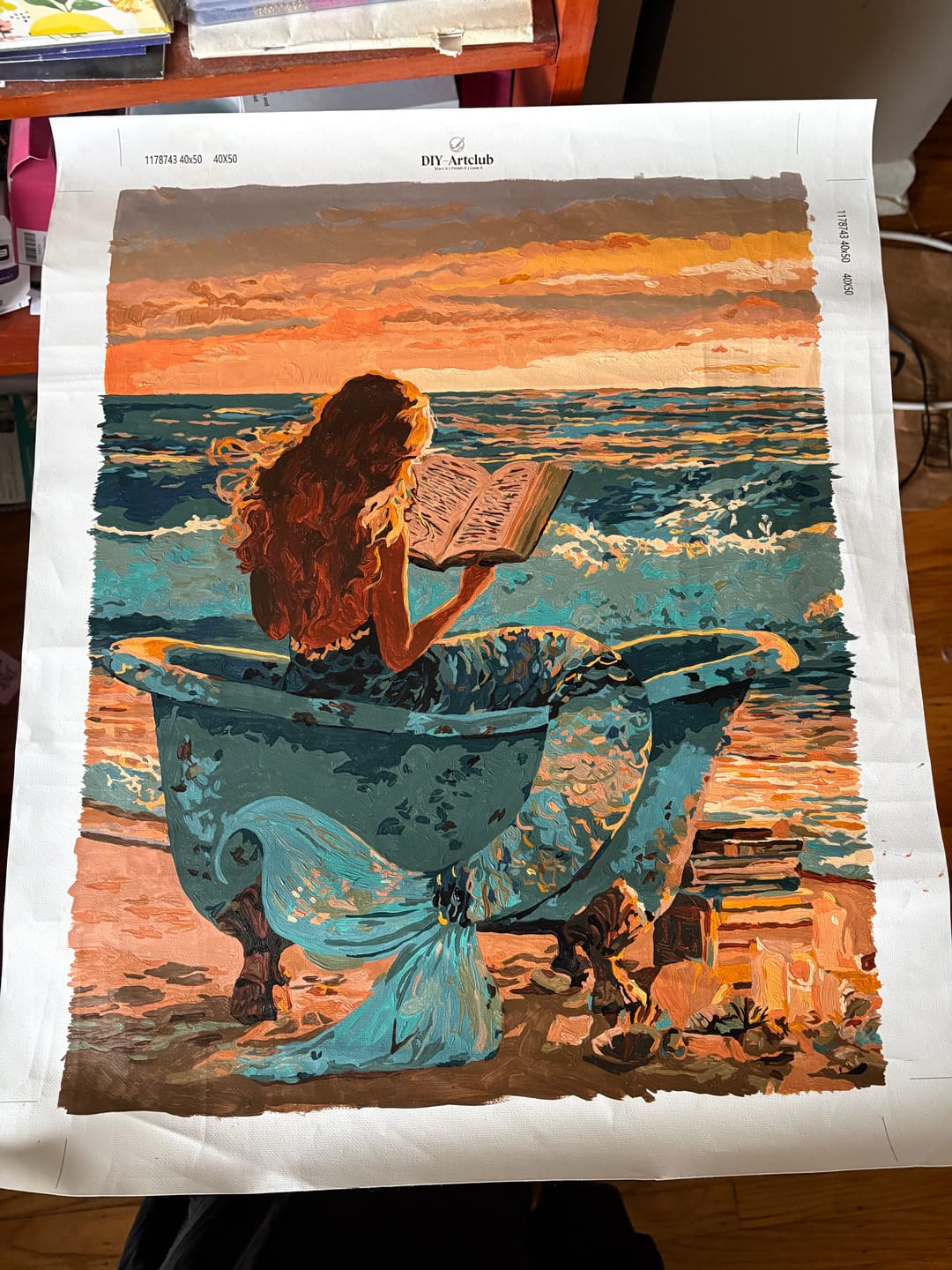 Customer photo review of The Reading Mermaid | Paint by Number